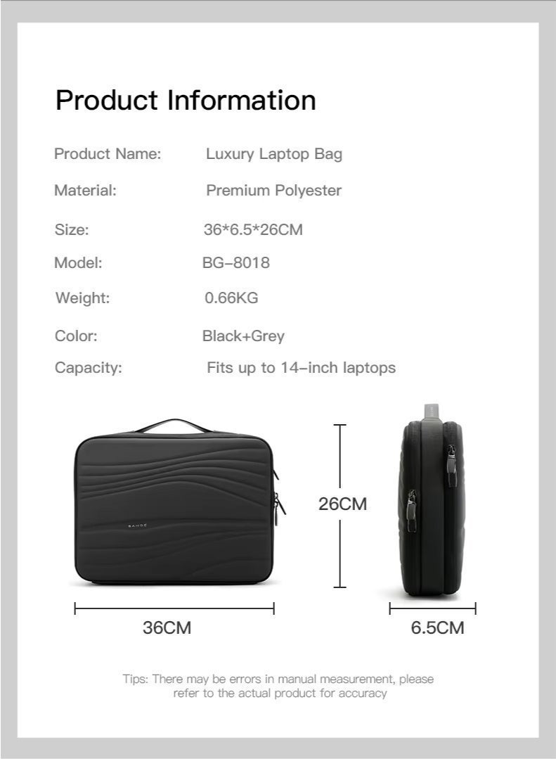 بانجي BANGE 8018 New Wholesale Waterproof 14inch Padded Laptop Briefcase High-quality Business Commute Multi-Compartment Laptop - Image 4